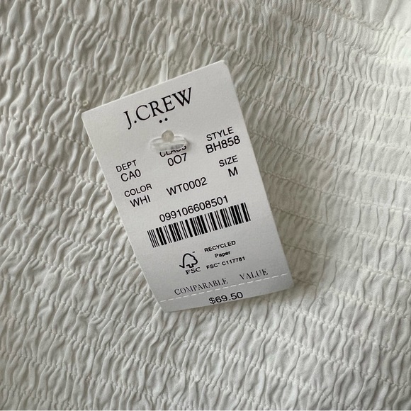 NWT J. Crew Factory White Smocked tie-shoulder tank top Size Medium - Picture 5 of 6